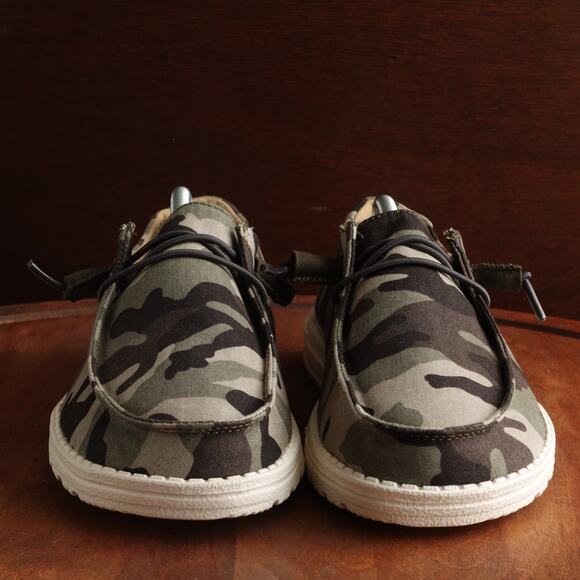 Hey Dude Loafers Womens SZ 8 Green Wendy Camoflage Slip On Lightweight Flat Shoe - Picture 3 of 13